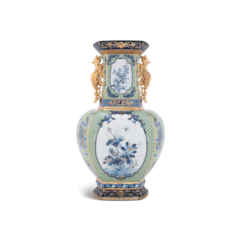  Bình hoa lục giác 45 cm (quai rồng) - Bình Hoa - Thịnh Vượng (vàng) 