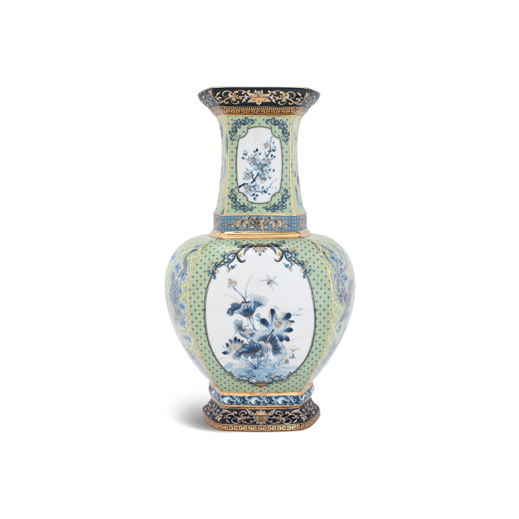 Bình hoa lục giác 45 cm (không quai) - Bình Hoa - Thịnh Vượng (vàng)