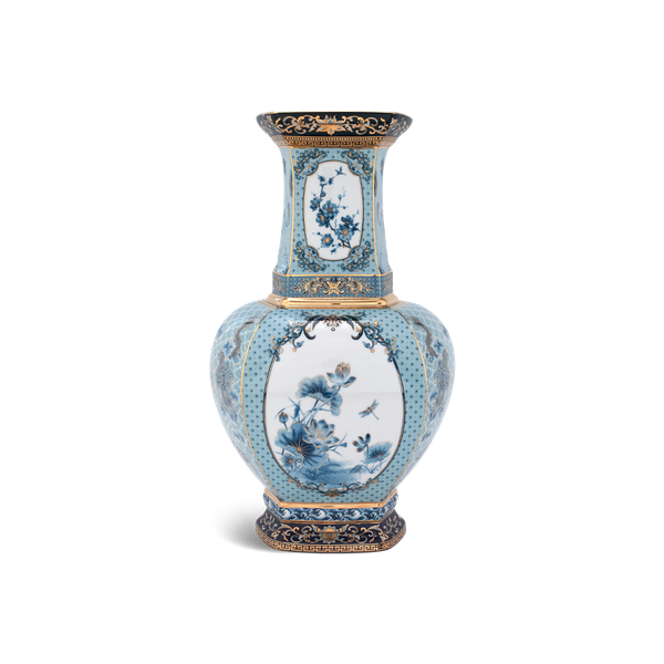 Bình hoa lục giác 45 cm (không quai) - Bình Hoa - Thịnh Vượng (xanh dương)