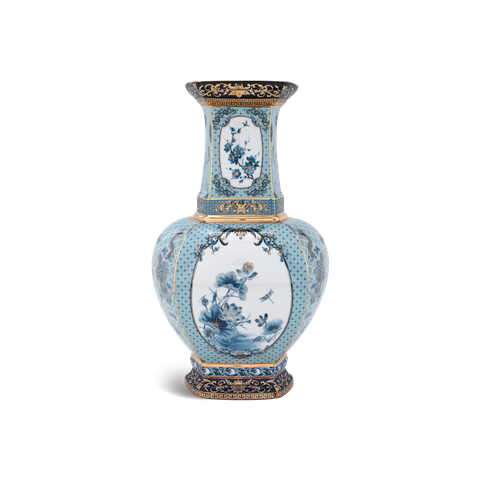  Bình hoa lục giác 45 cm (không quai) - Bình Hoa - Thịnh Vượng (xanh dương) 