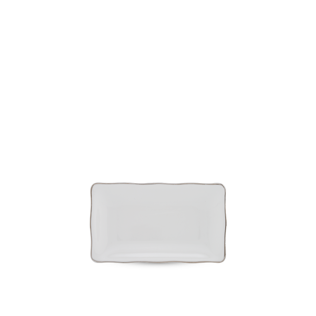 Dĩa chữ nhật - Mẫu đơn IFP - Chỉ Bạch Kim