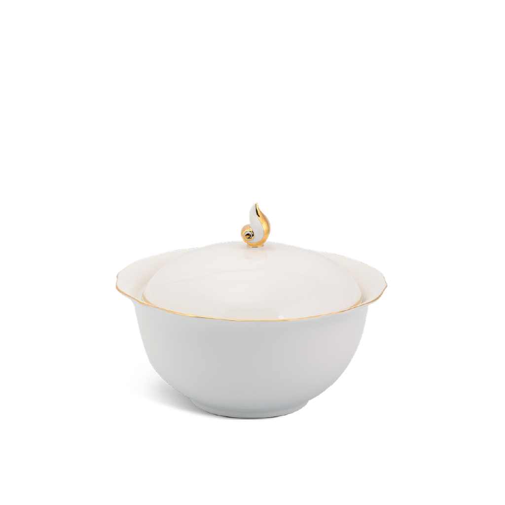 Thố + nắp - Mẫu Đơn IFP - Chỉ Vàng