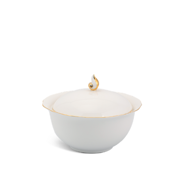 Thố + nắp - Mẫu Đơn IFP - Chỉ Vàng