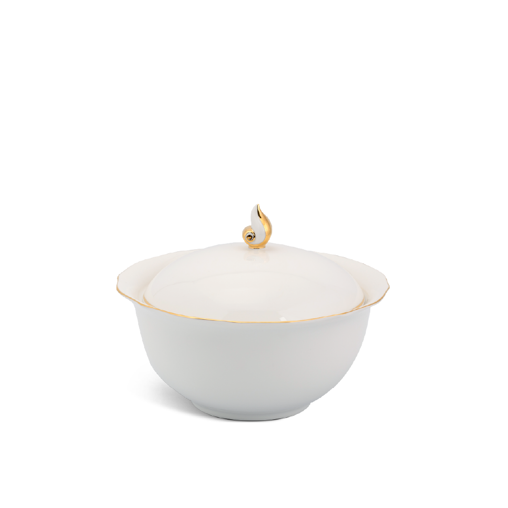 Thố + nắp - Mẫu Đơn IFP - Chỉ Vàng