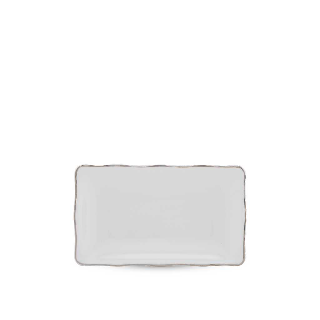 Dĩa chữ nhật - Mẫu đơn IFP - Chỉ Bạch Kim