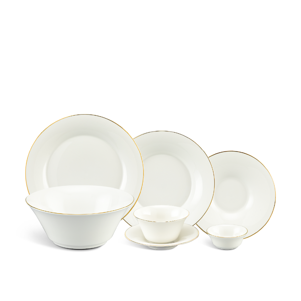 Bộ đồ ăn 22 sản phẩm - Tulip Ngà - Chỉ Vàng