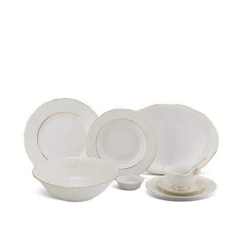  Bộ đồ ăn 6 người Âu-Á 45 sản phẩm - Đài Các IFP - Chỉ Vàng 