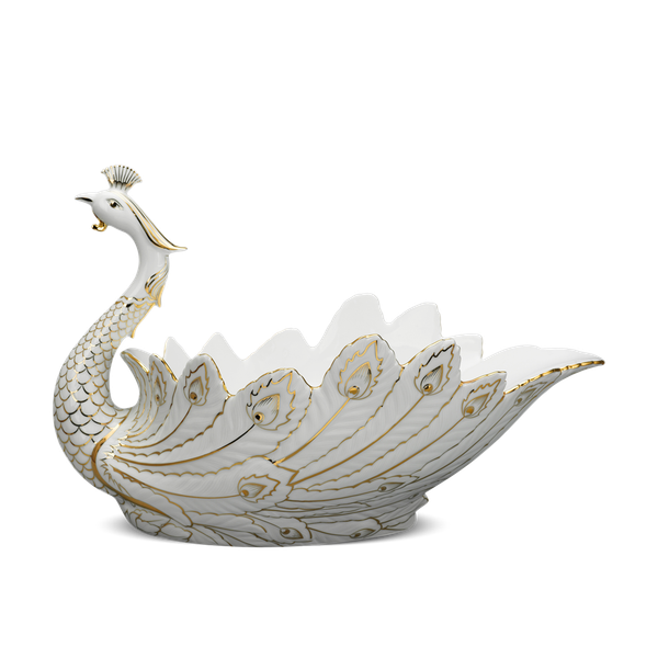 Tô trái cây Khổng Tước - Trang trí vàng