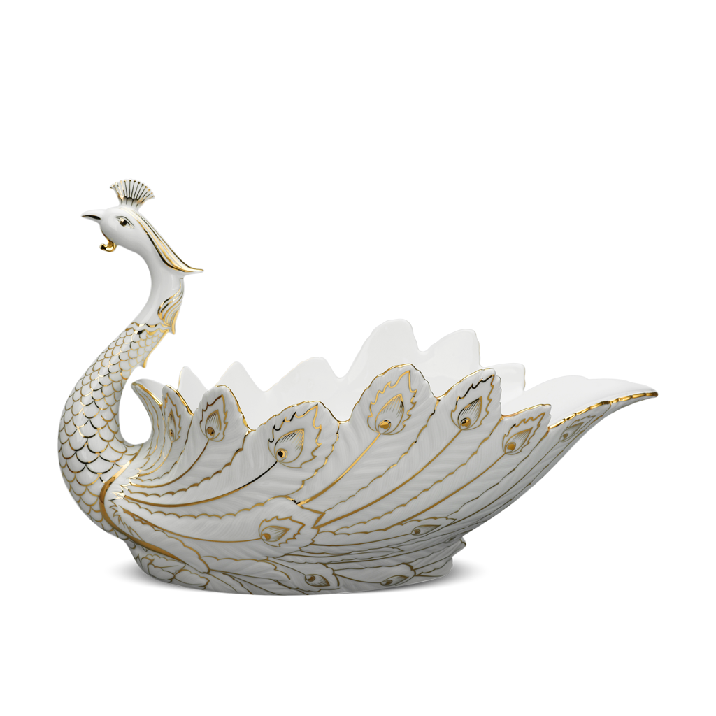 Tô trái cây Khổng Tước - Trang trí vàng