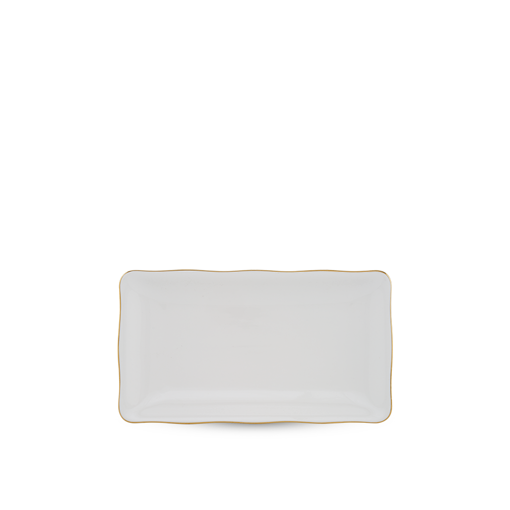 Dĩa chữ nhật - Mẫu Đơn IFP - Chỉ Vàng