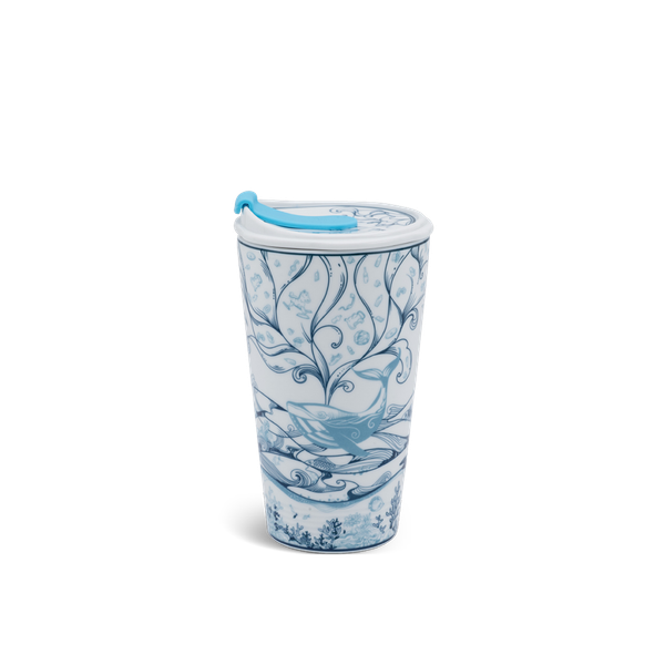 Ly sứ dưỡng sinh 0.48 L (K1) + nắp ống hút - Dưỡng Sinh - Biển xanh