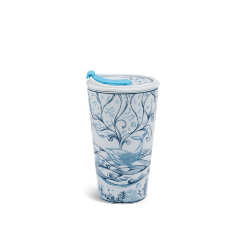  Ly sứ dưỡng sinh 0.48 L (K1) + nắp ống hút - Dưỡng Sinh - Biển xanh 