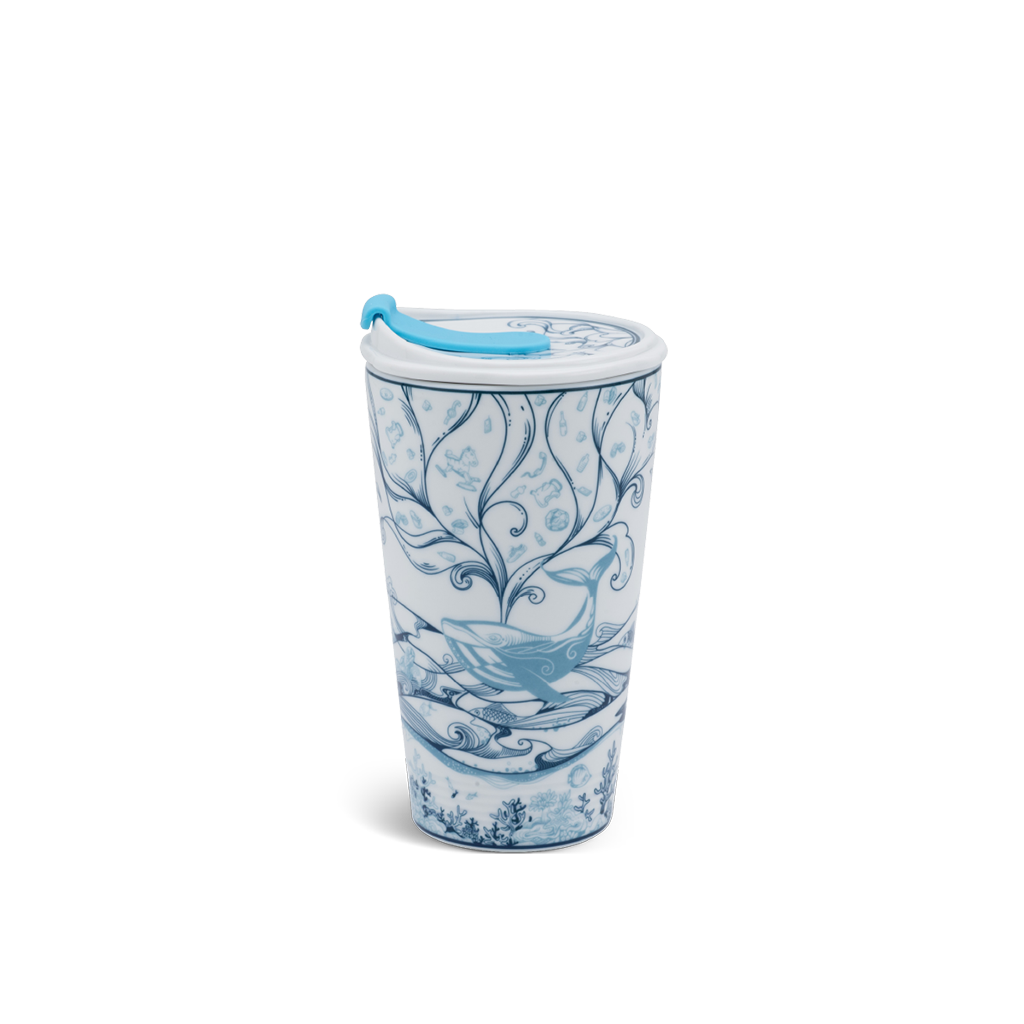 Ly sứ dưỡng sinh 0.48 L (K1) + nắp ống hút - Dưỡng Sinh - Biển xanh