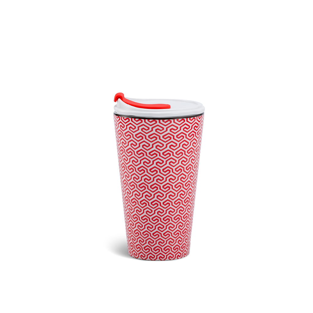 Ly sứ dưỡng sinh 0.48 L (K1) + nắp ống hút - Dưỡng Sinh - Red Karakusa (LTF)