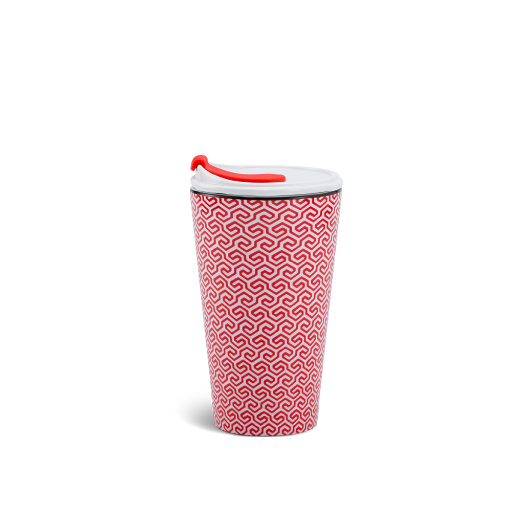 Ly sứ dưỡng sinh 0.48 L (K1) + nắp ống hút - Dưỡng Sinh - Red Karakusa (LTF)