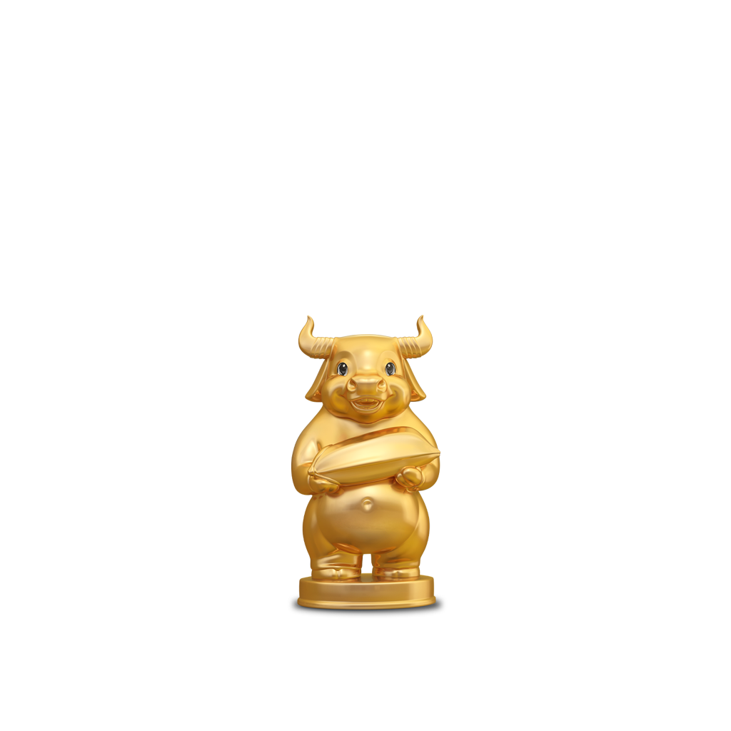 Trâu Như Ý dát vàng (10 cm) - Tượng - Dát Vàng