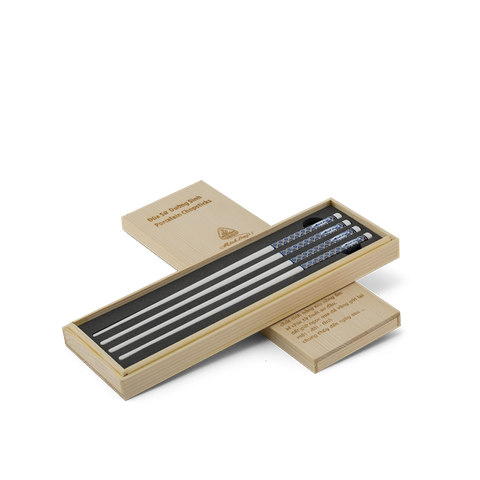  Đũa sứ dưỡng sinh 24.4 cm (2đôi/HQ) - Dưỡng Sinh IFP - Xanh Trang Trí Vàng 2 - Hộp Gỗ 