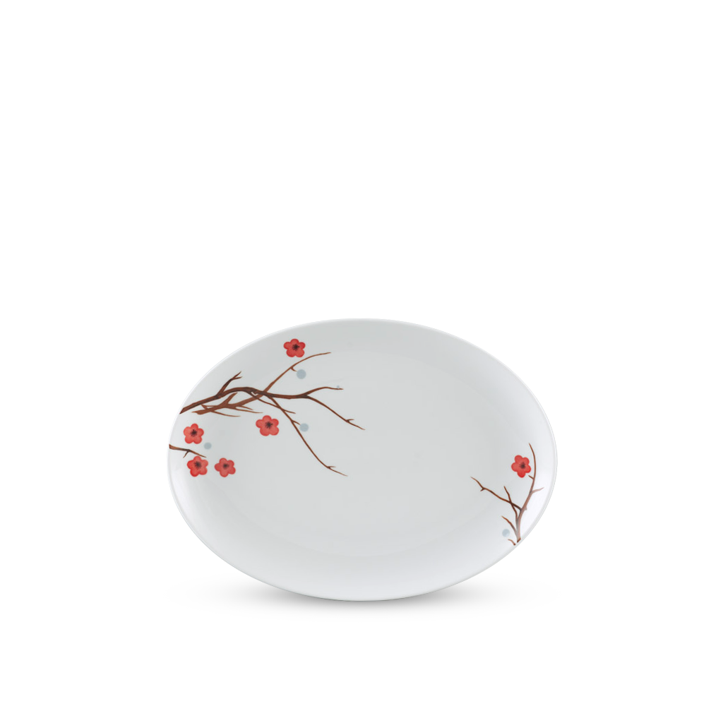 Dĩa elip 32 cm - Camellia - Hồng Mai