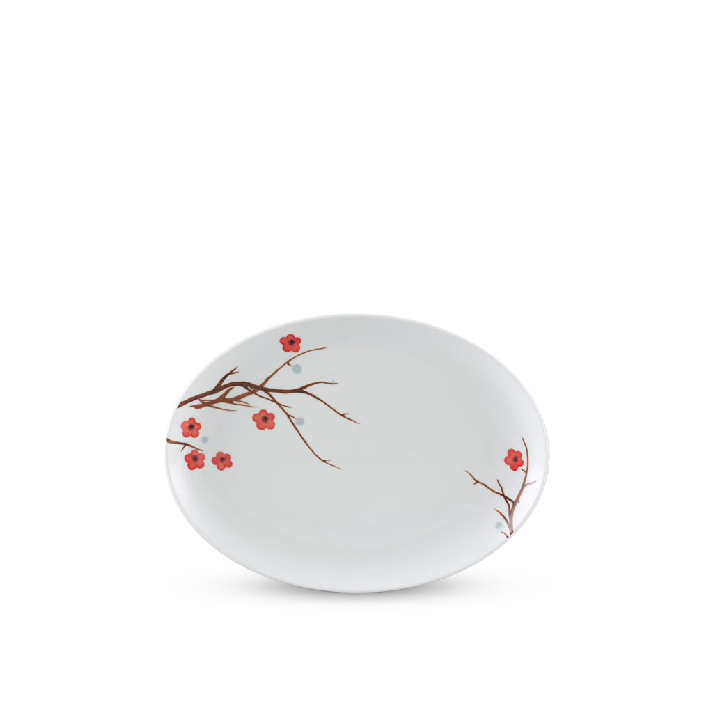 Dĩa elip 32 cm - Camellia - Hồng Mai