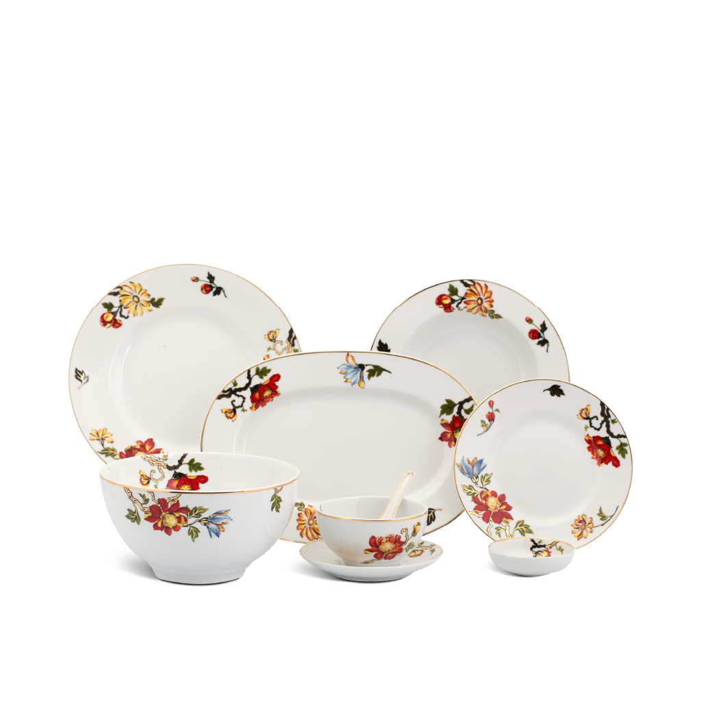 Bộ đồ ăn 6 người Âu - Á 45 sản phẩm (B) - Camellia - Cát Tường