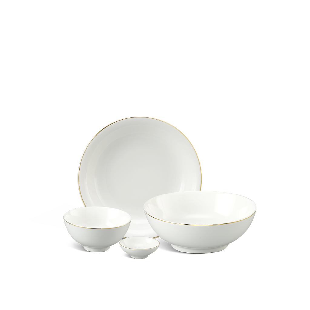 Bộ đồ ăn 10 Sản Phẩm - Jasmine Ly's - Viền Chỉ Vàng