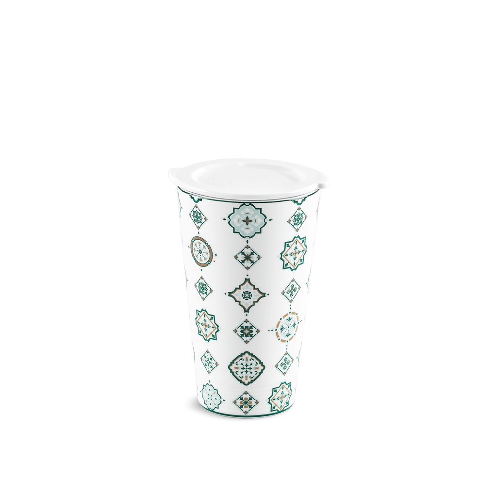 Ly sứ dưỡng sinh 0.48 L (K1) + nắp - Dưỡng Sinh - Vintage (LTN)