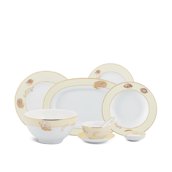 Bộ đồ ăn Âu-Á 45 sản phẩm - Camellia - Hương Biển kem