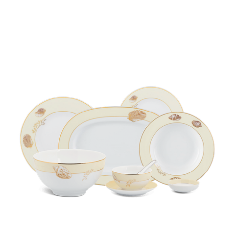  Bộ đồ ăn Âu-Á 45 sản phẩm - Camellia - Hương Biển kem 