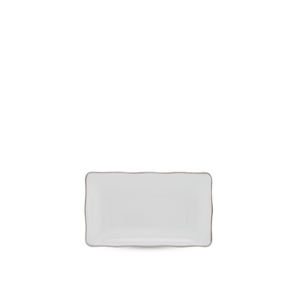 Dĩa chữ nhật - Mẫu đơn IFP - Chỉ Bạch Kim