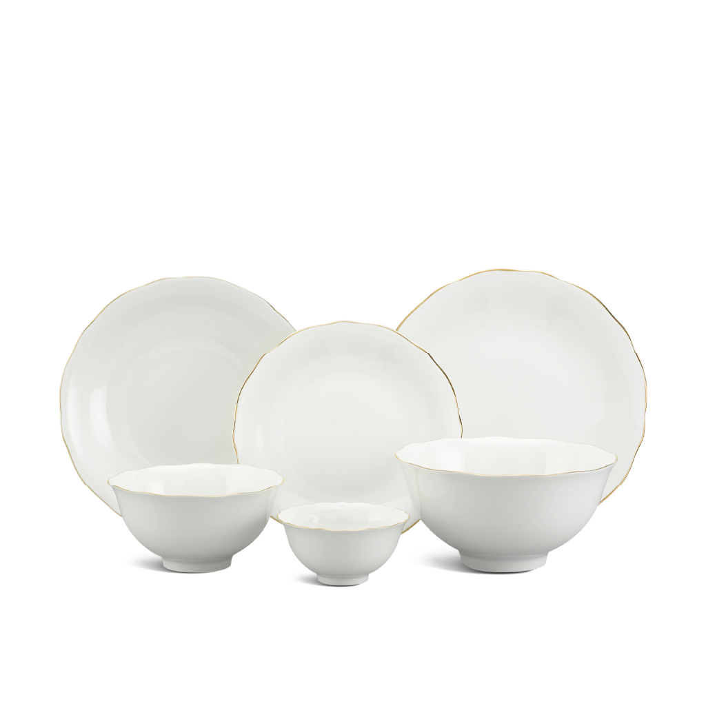 Bộ đồ ăn 22 sản phẩm - Mẫu Đơn IFP - Chỉ Vàng