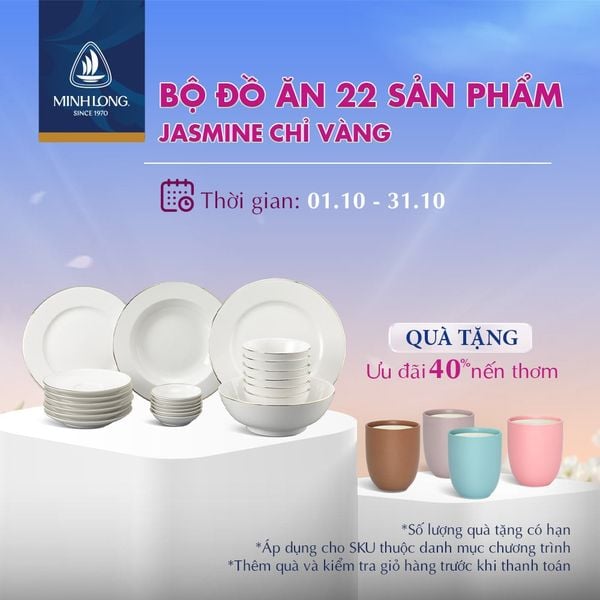 Bộ đồ ăn 22 sản phẩm - Jasmine - Chỉ Vàng