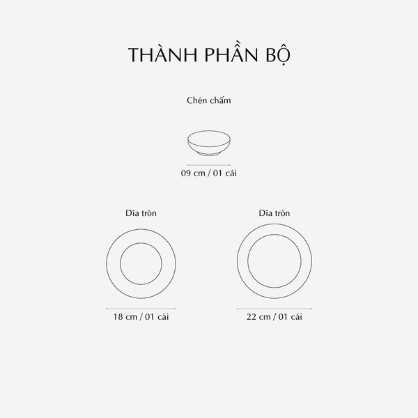 Bộ đồ ăn 03 sản phẩm - Trắng Ngà