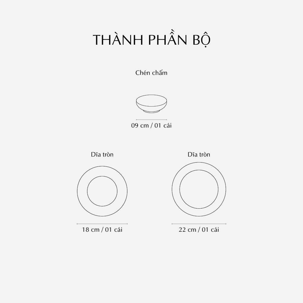 Bộ đồ ăn 03 sản phẩm - Trắng Ngà