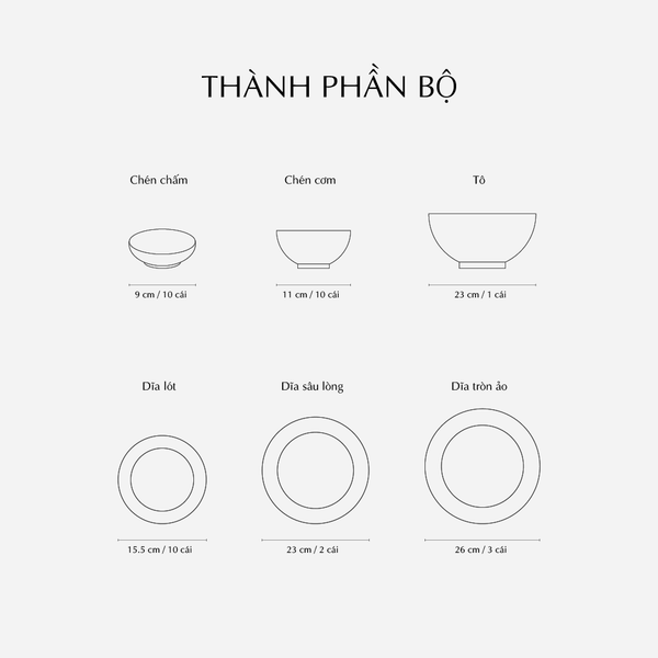 Bộ đồ ăn 10 người 36 sản phẩm - Daisy - Bóng Bay