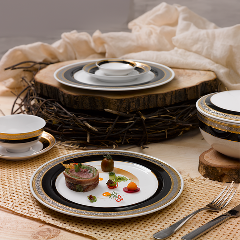  Bộ đồ ăn Sago Hoa Hồng Đen (Khắc Nổi) 