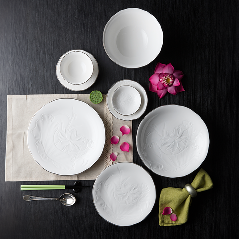  Bộ đồ ăn Sen IFP Chỉ Bạch Kim 