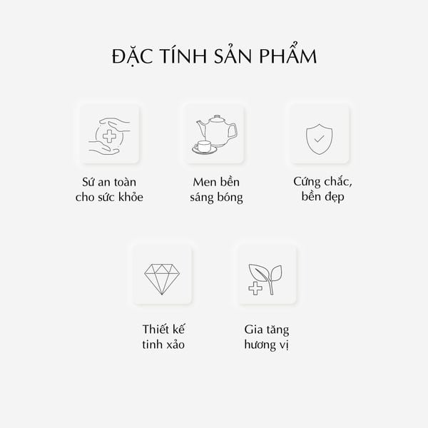 Bộ trà 0.7 L - Mẫu đơn IFP - Chỉ Vàng