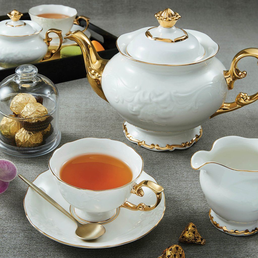 Bộ trà Đài Các Chỉ Vàng