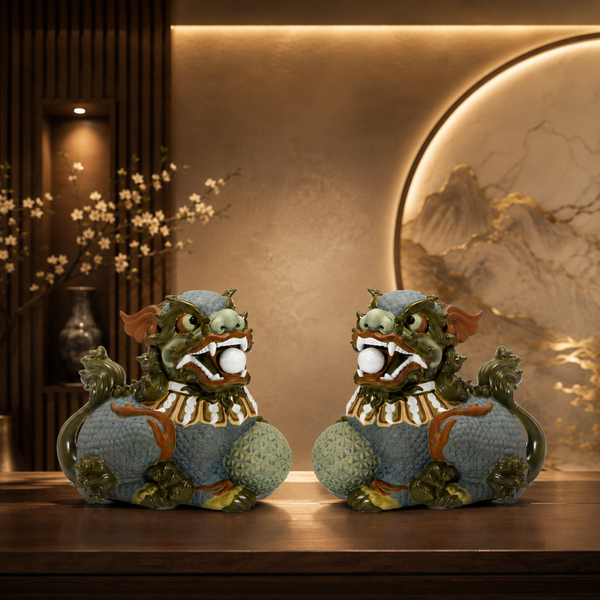 Cặp Kỳ Lân - Men Xanh cổ (KV)