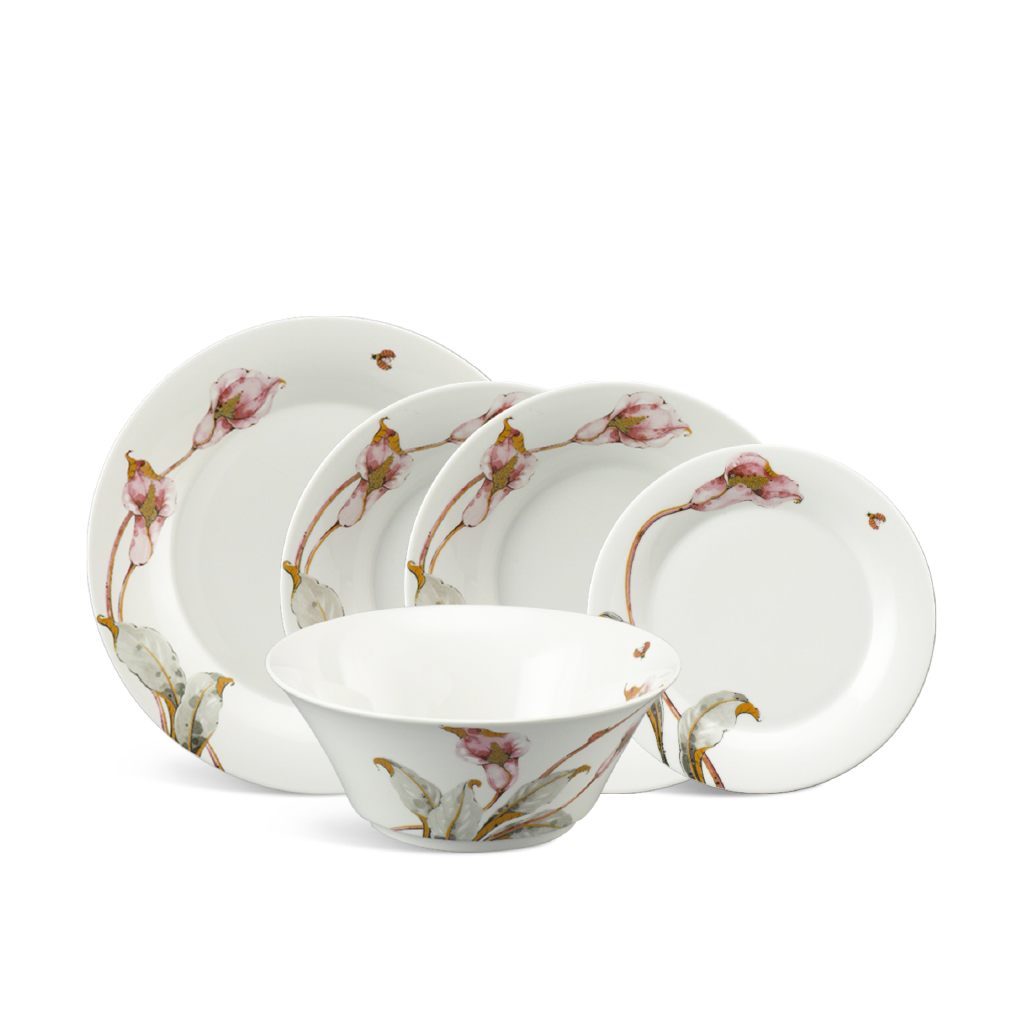 [GT] Bộ đồ ăn 5 sản phẩm - Tulip IFP - Loa Kèn Hồng