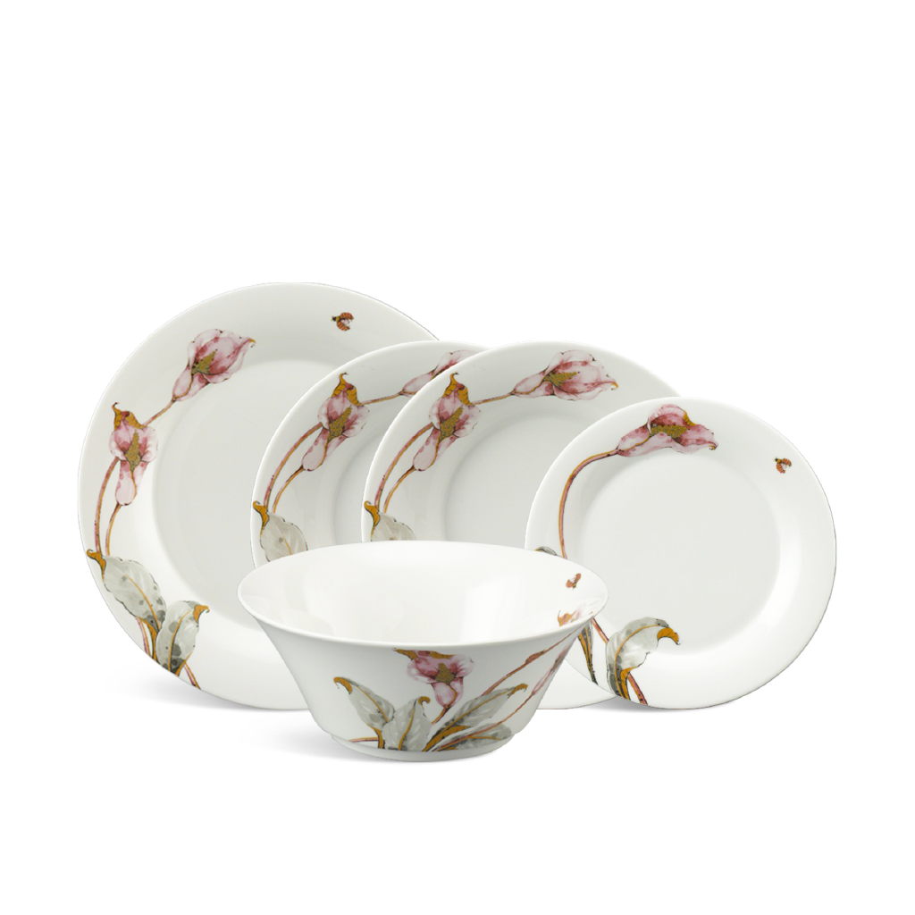 [GT] Bộ đồ ăn 5 sản phẩm - Tulip IFP - Loa Kèn Hồng