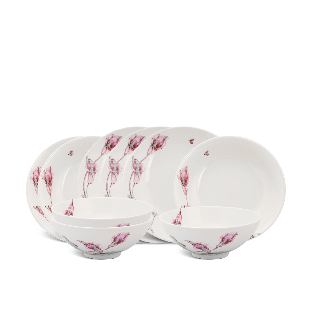 [GT] Bộ đồ ăn 9 sản phẩm - Daisy IFP - Loa Kèn Hồng