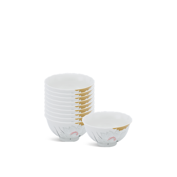 [GT] Bộ 10 chén cơm - Mẫu Đơn IFP - Tuyết Liên