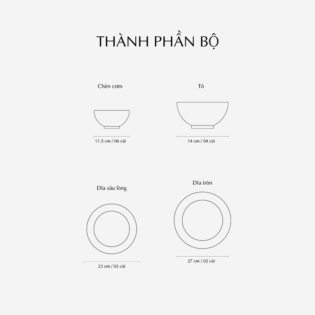 [GT] Bộ đồ ăn 14 sản phẩm - Camellia IFP - Trắng Ngà