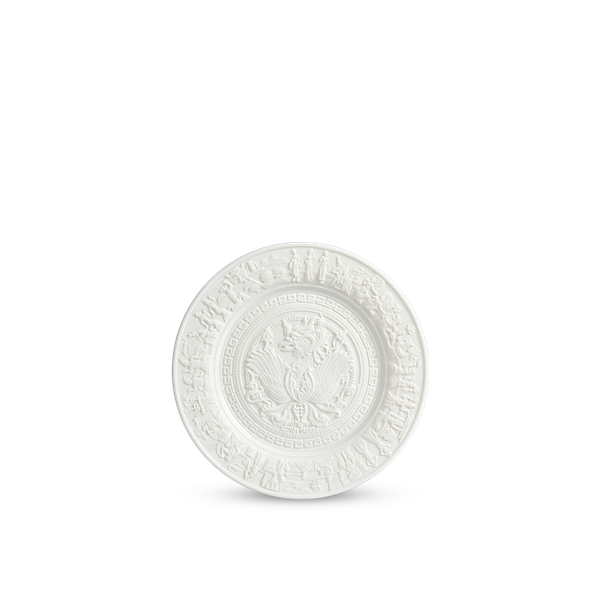 [GT] Dĩa 16 cm - Dân Tộc  Phù Điêu - Trắng