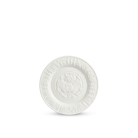  [GT] Dĩa 16 cm - Dân Tộc  Phù Điêu - Trắng 