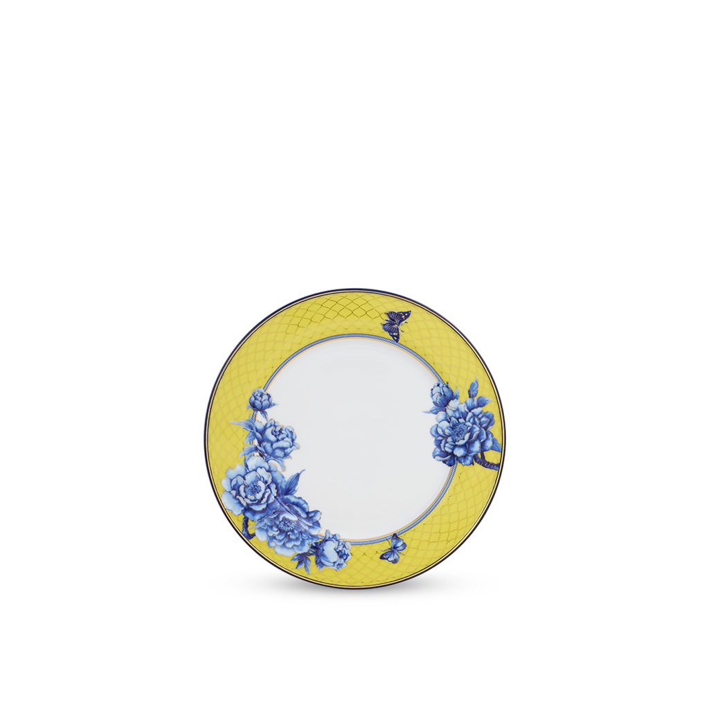 [GT] Dĩa tròn 20 cm - Sago - Mẫu Đơn Vàng