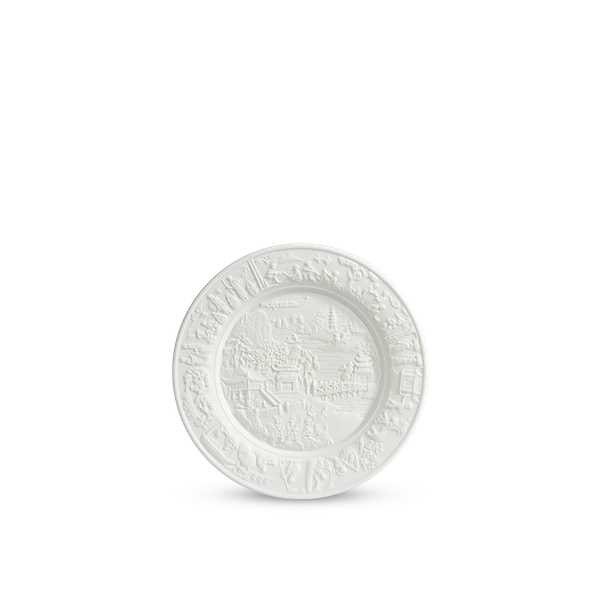 [GT] Dĩa - Phù Điêu - Trắng 20 cm - Đất Nước