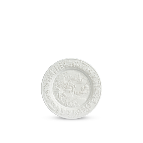  [GT] Dĩa - Phù Điêu - Trắng 20 cm - Đất Nước 