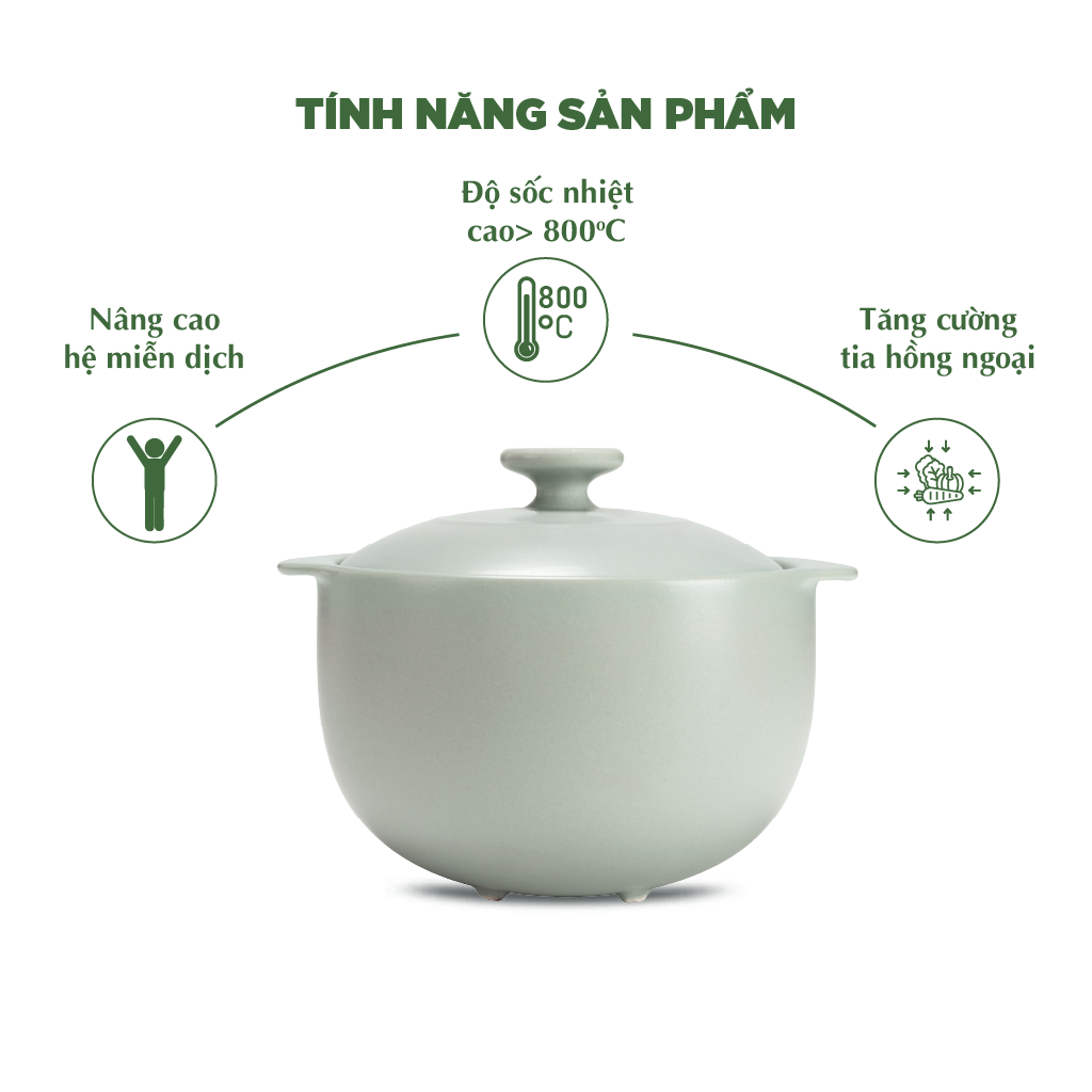 Nồi dưỡng sinh Vesta (Nồi tròn cao) 1.2 L + nắp (CK) - Màu Xám 2